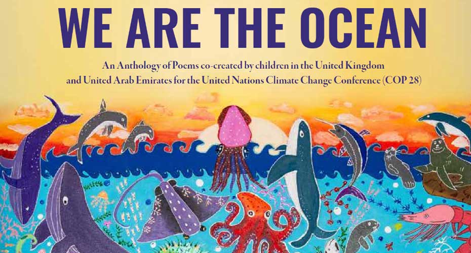 Graphic of sea creatures drawn by children of UK and UAE for UN COP 28
